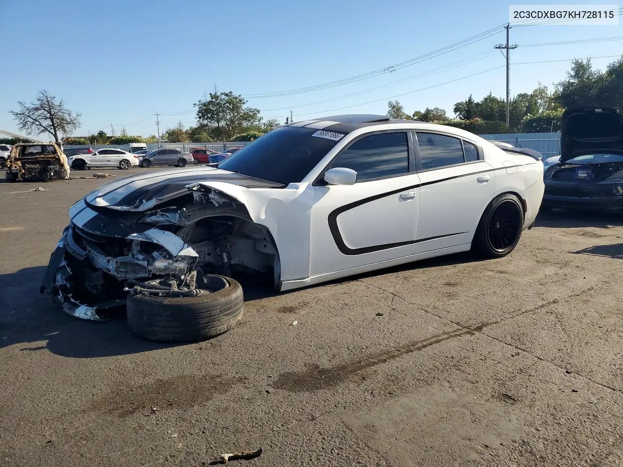 DODGE CHARGER 2019, VIN 2C3CDXBG7KH728115