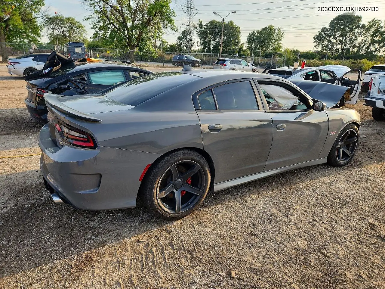2019 DODGE CHARGER VIN 2C3CDXGJ3KH692430 — фото 3