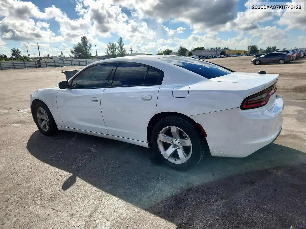 2019 DODGE CHARGER VIN 2C3CDXAG7KH742128 — фото 2