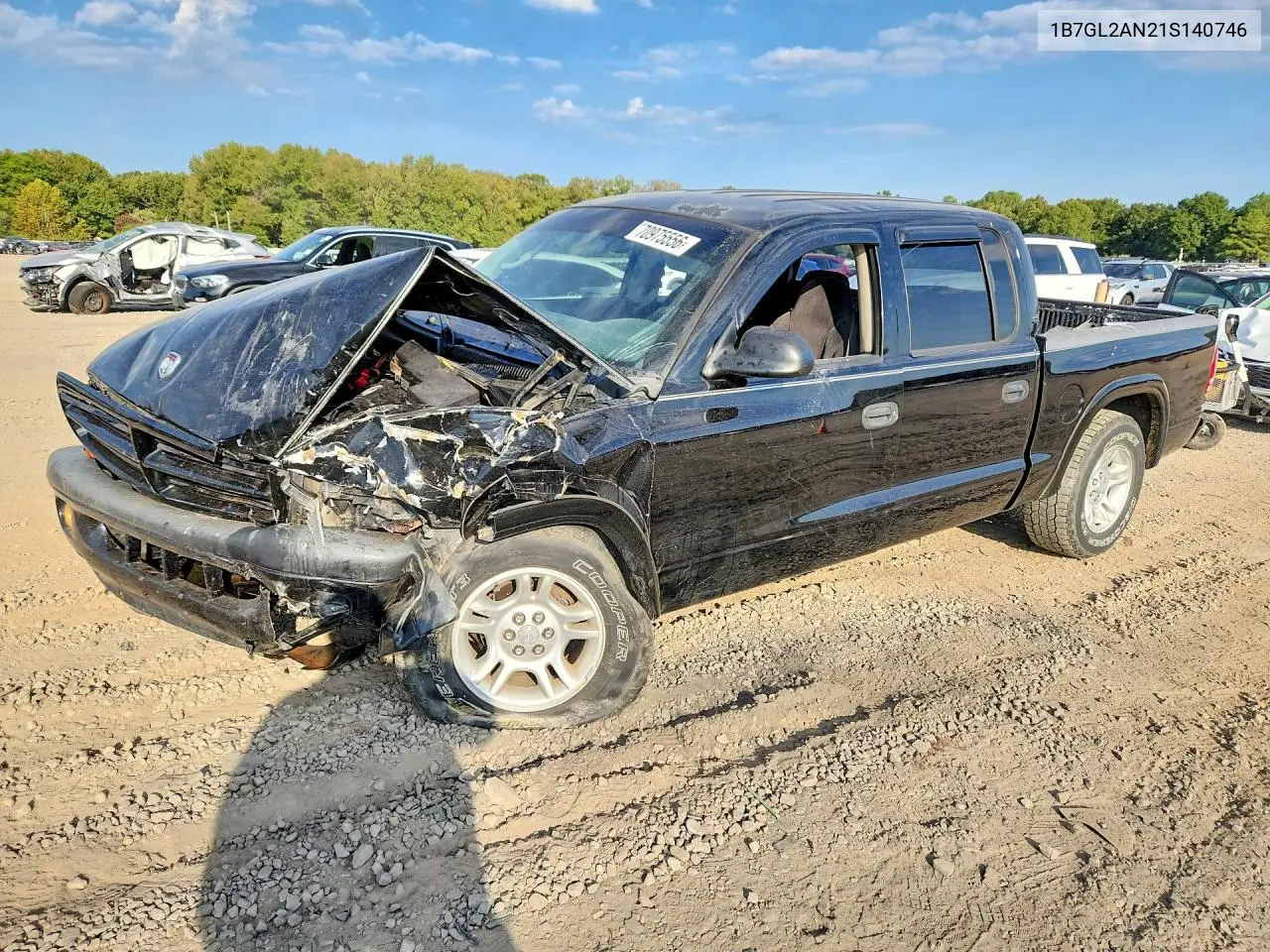DODGE DAKOTA 2001, VIN 1B7GL2AN21S140746
