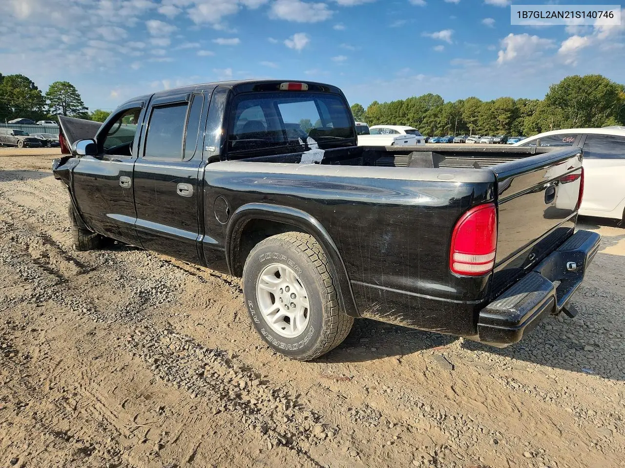 2001 DODGE DAKOTA VIN 1B7GL2AN21S140746 — фото 2