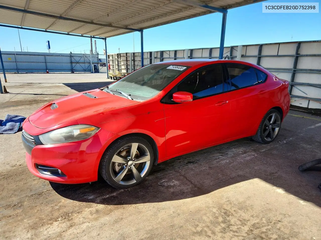 DODGE DART 2016, VIN 1C3CDFEB2GD752398