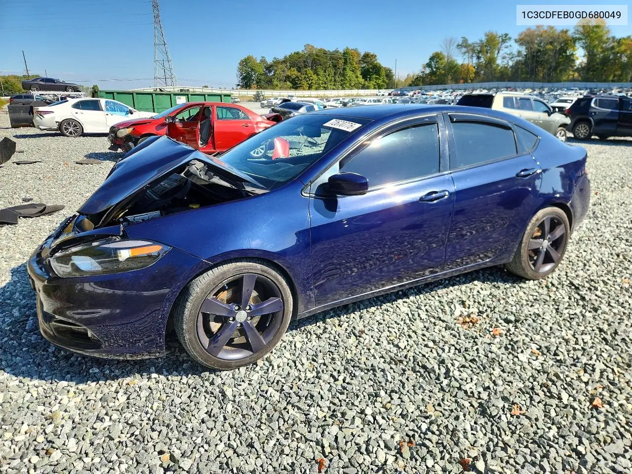 DODGE DART 2016, VIN 1C3CDFEB0GD680049