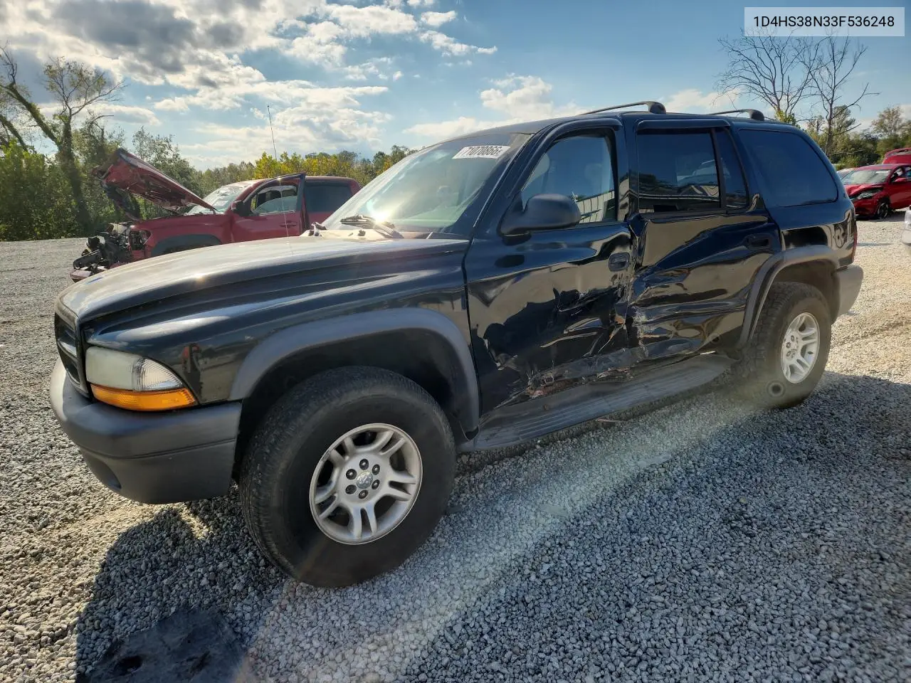DODGE DURANGO 2003, VIN 1D4HS38N33F536248