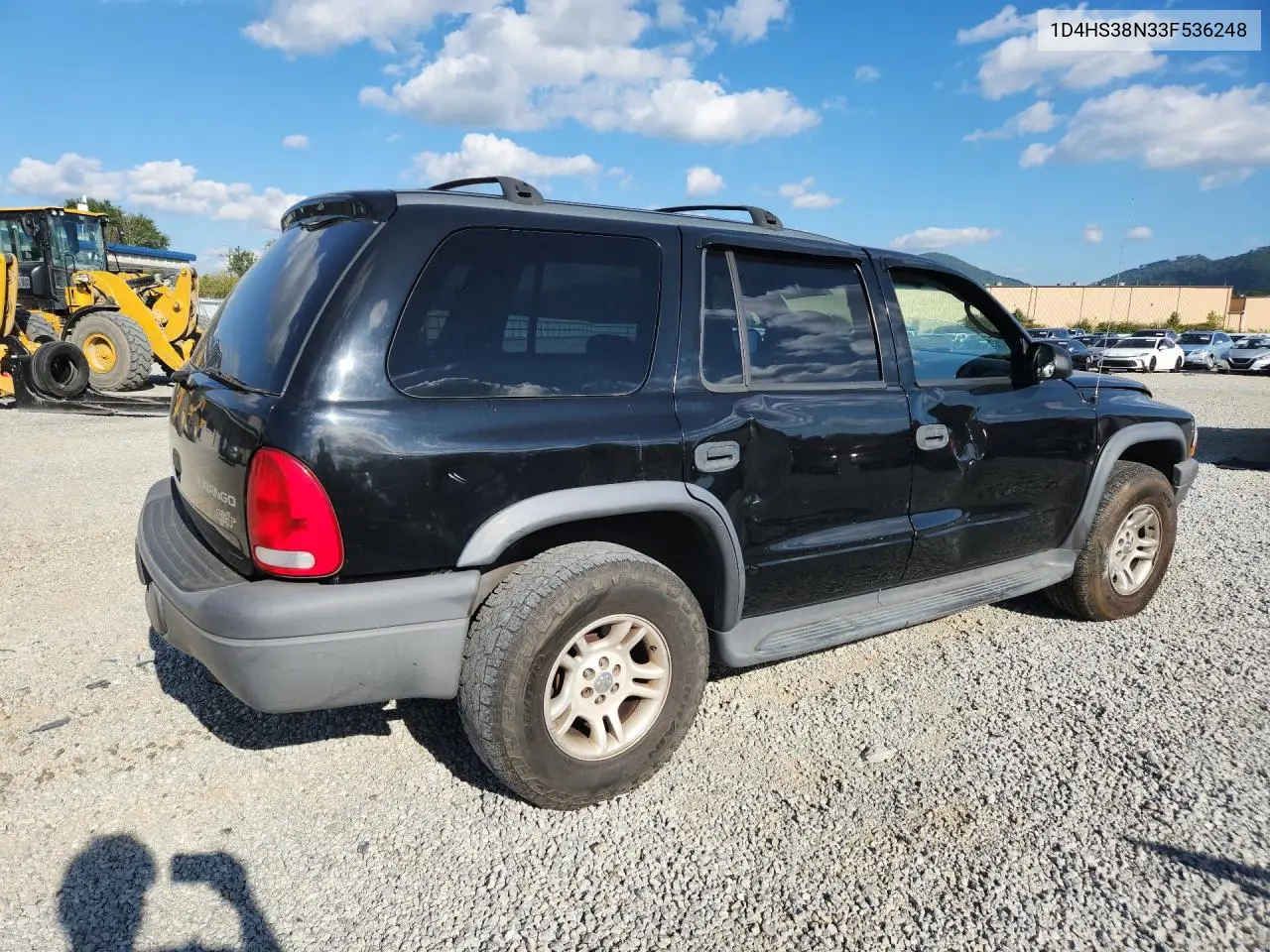 2003 DODGE DURANGO VIN 1D4HS38N33F536248 — фото 3