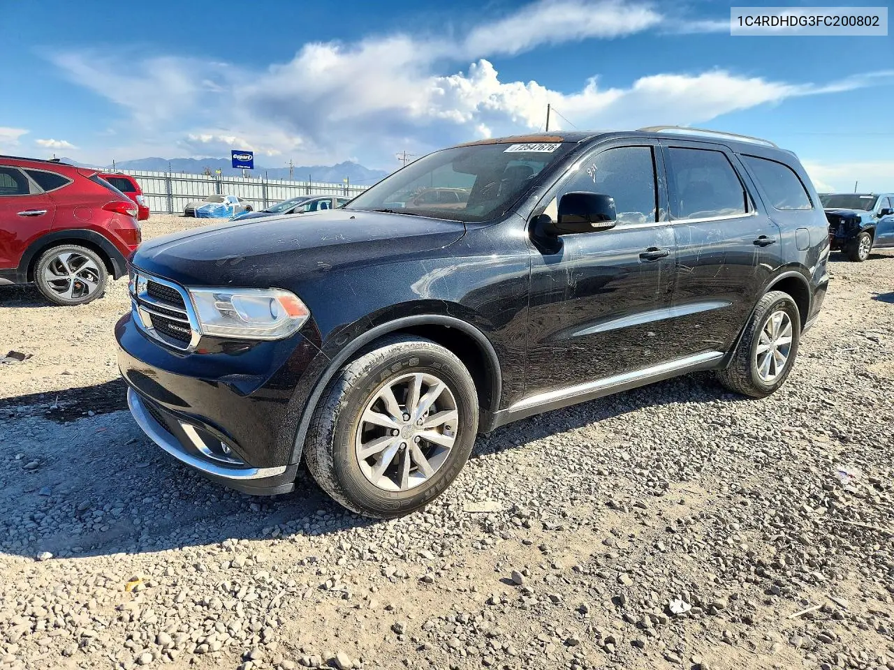 DODGE DURANGO 2015, VIN 1C4RDHDG3FC200802