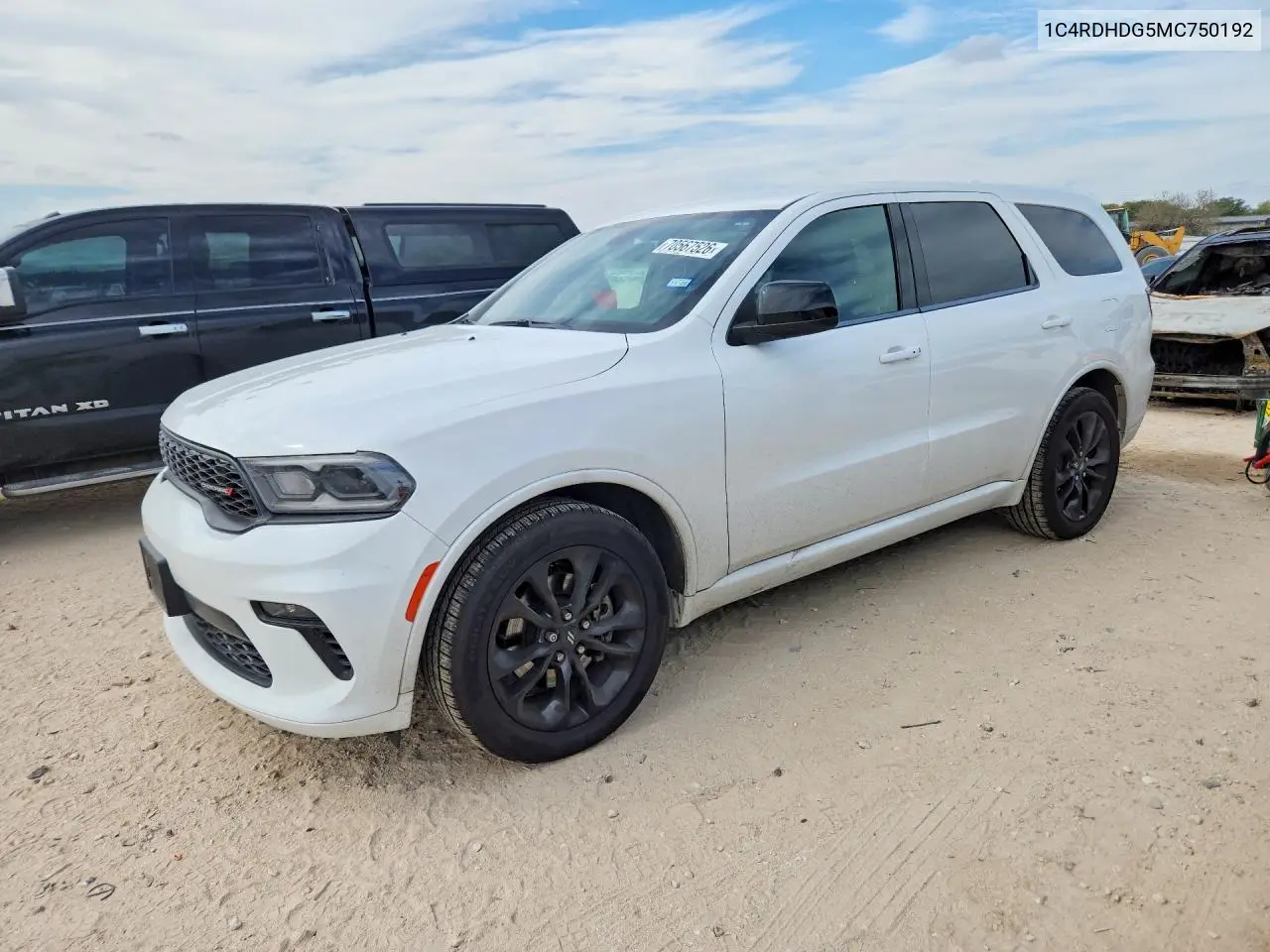 DODGE DURANGO 2021, VIN 1C4RDHDG5MC750192