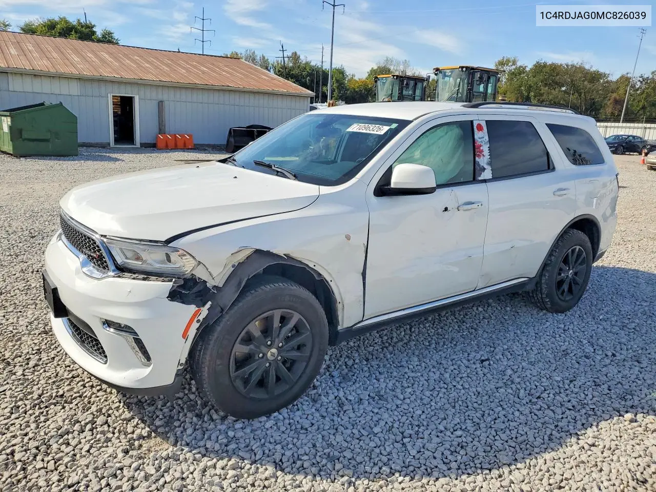 DODGE DURANGO 2021, VIN 1C4RDJAG0MC826039