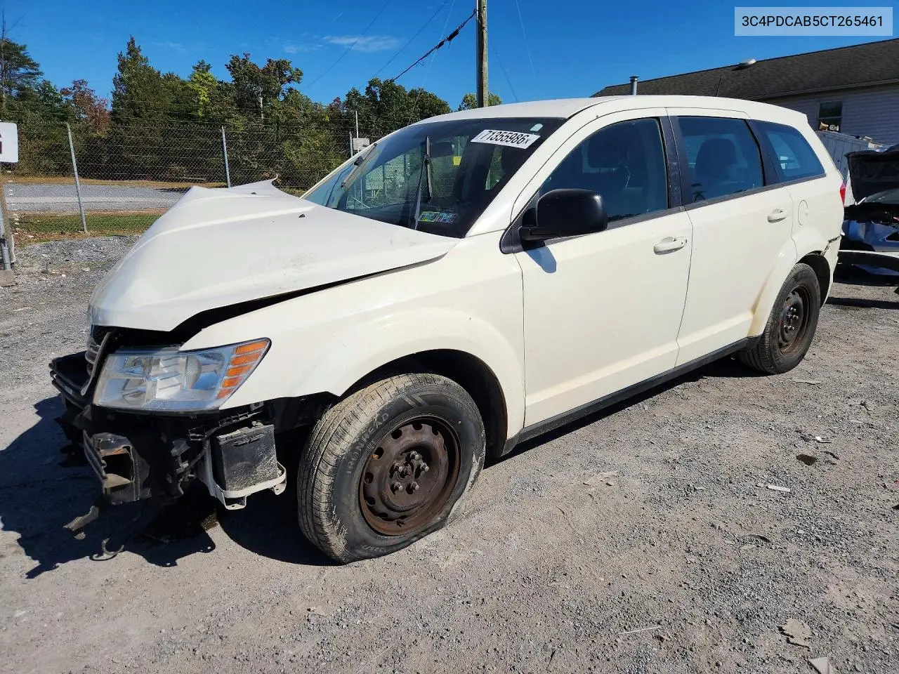 DODGE JOURNEY 2012, VIN 3C4PDCAB5CT265461