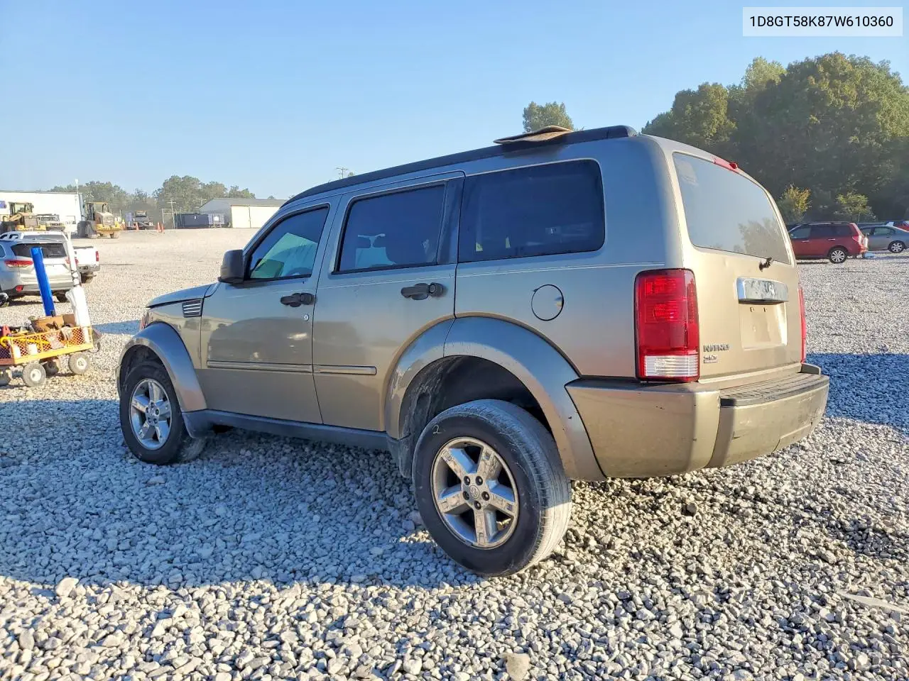 DODGE NITRO 2007, VIN 1D8GT58K87W610360