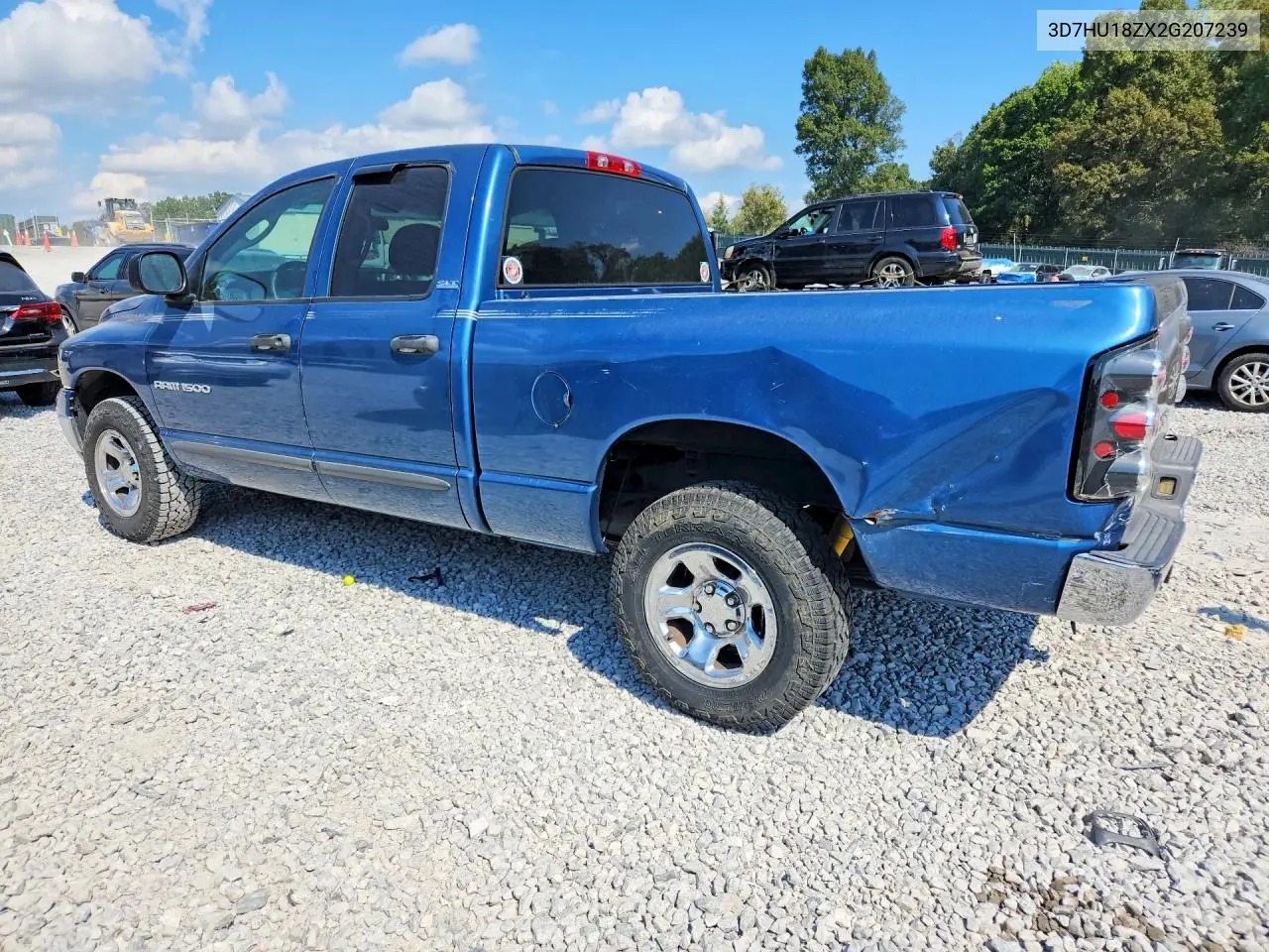 2002 DODGE RAM VIN 3D7HU18ZX2G207239 — фото 2