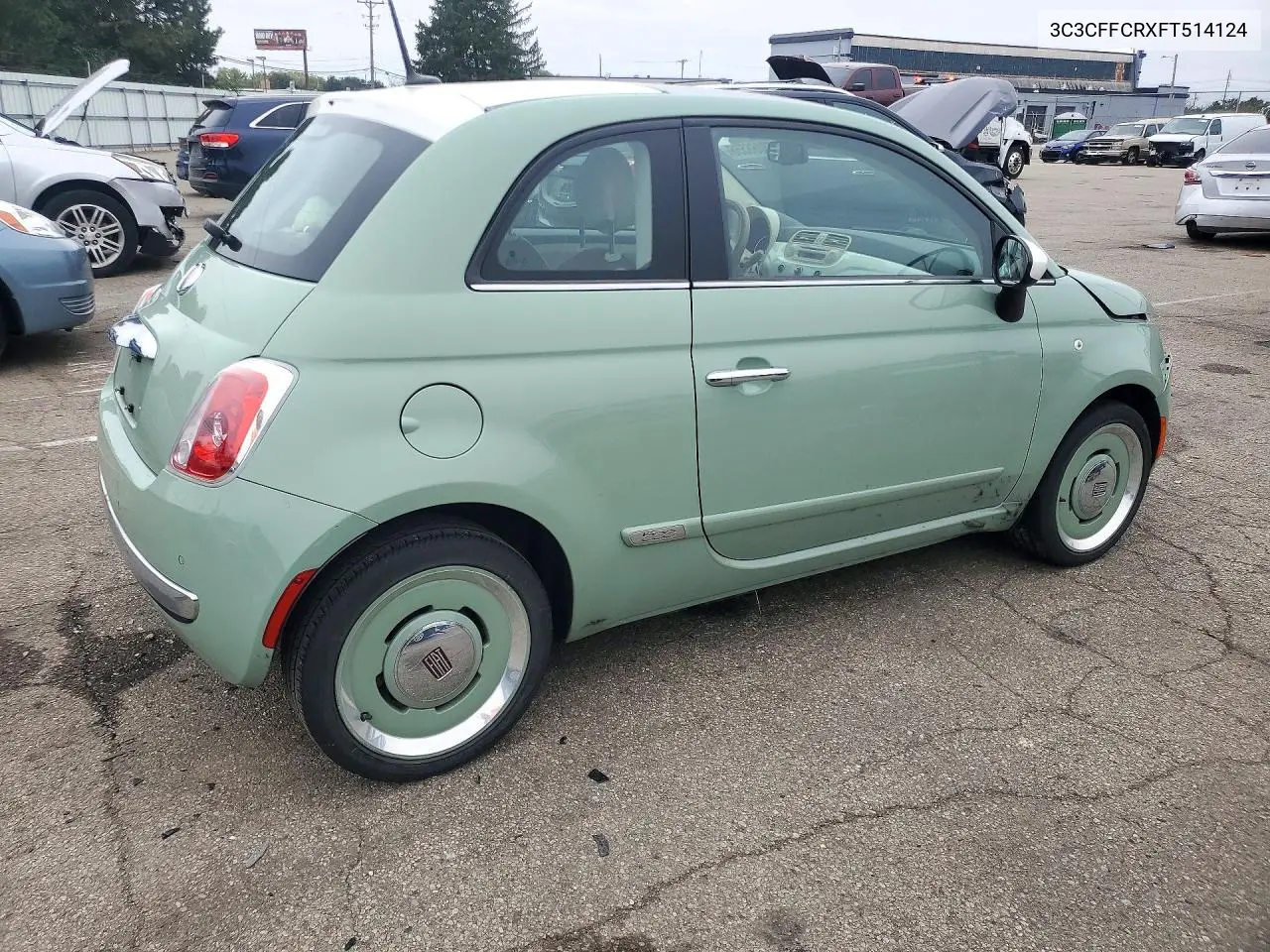 2015 FIAT 500 VIN 3C3CFFCRXFT514124 — фото 3