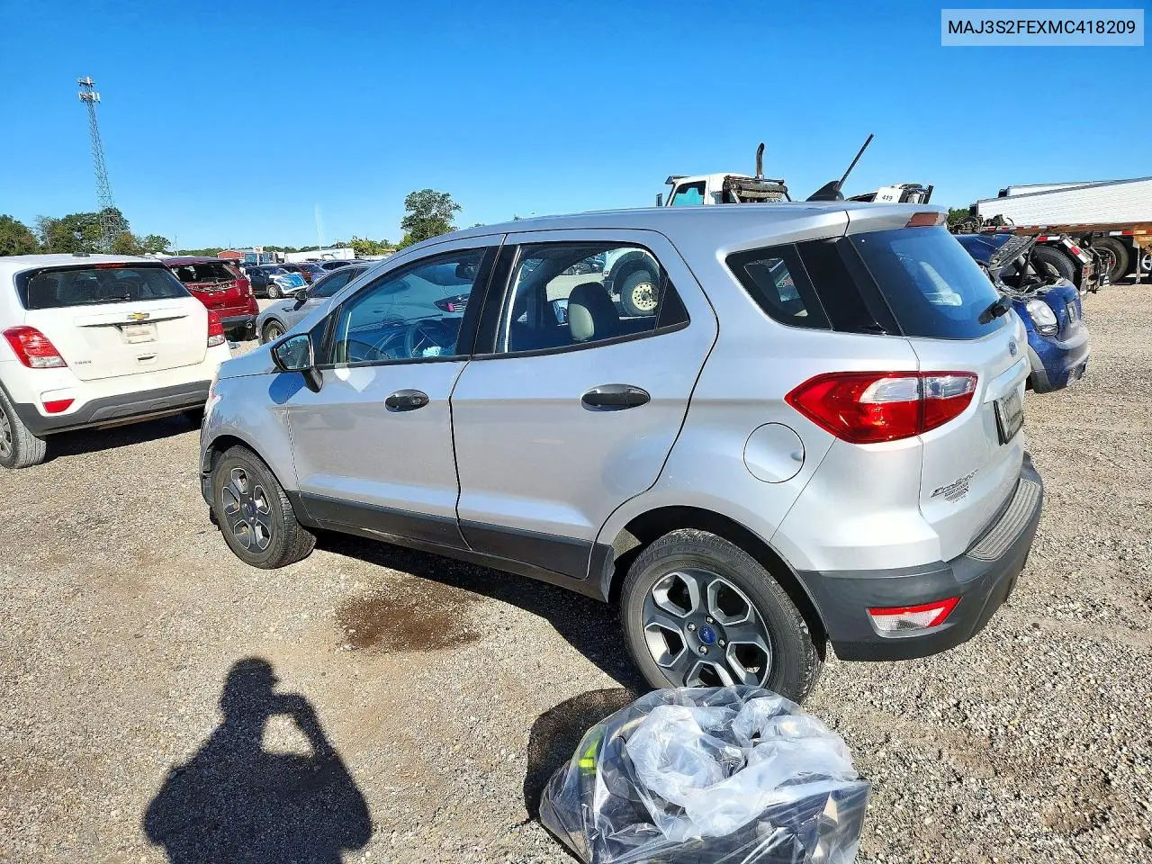 2021 FORD ECOSPORT VIN MAJ3S2FEXMC418209 — фото 2
