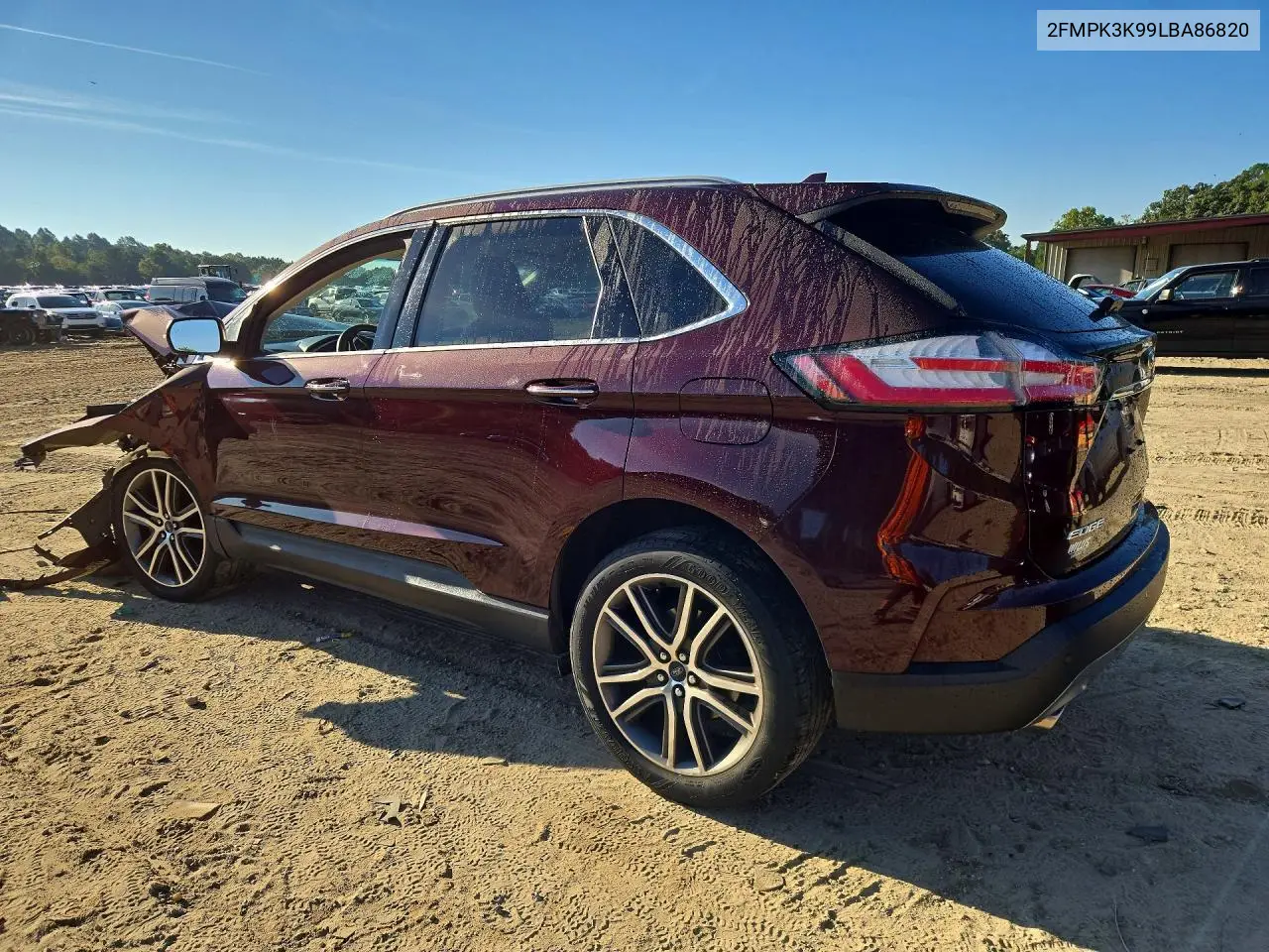 2020 FORD EDGE VIN 2FMPK3K99LBA86820 — фото 2