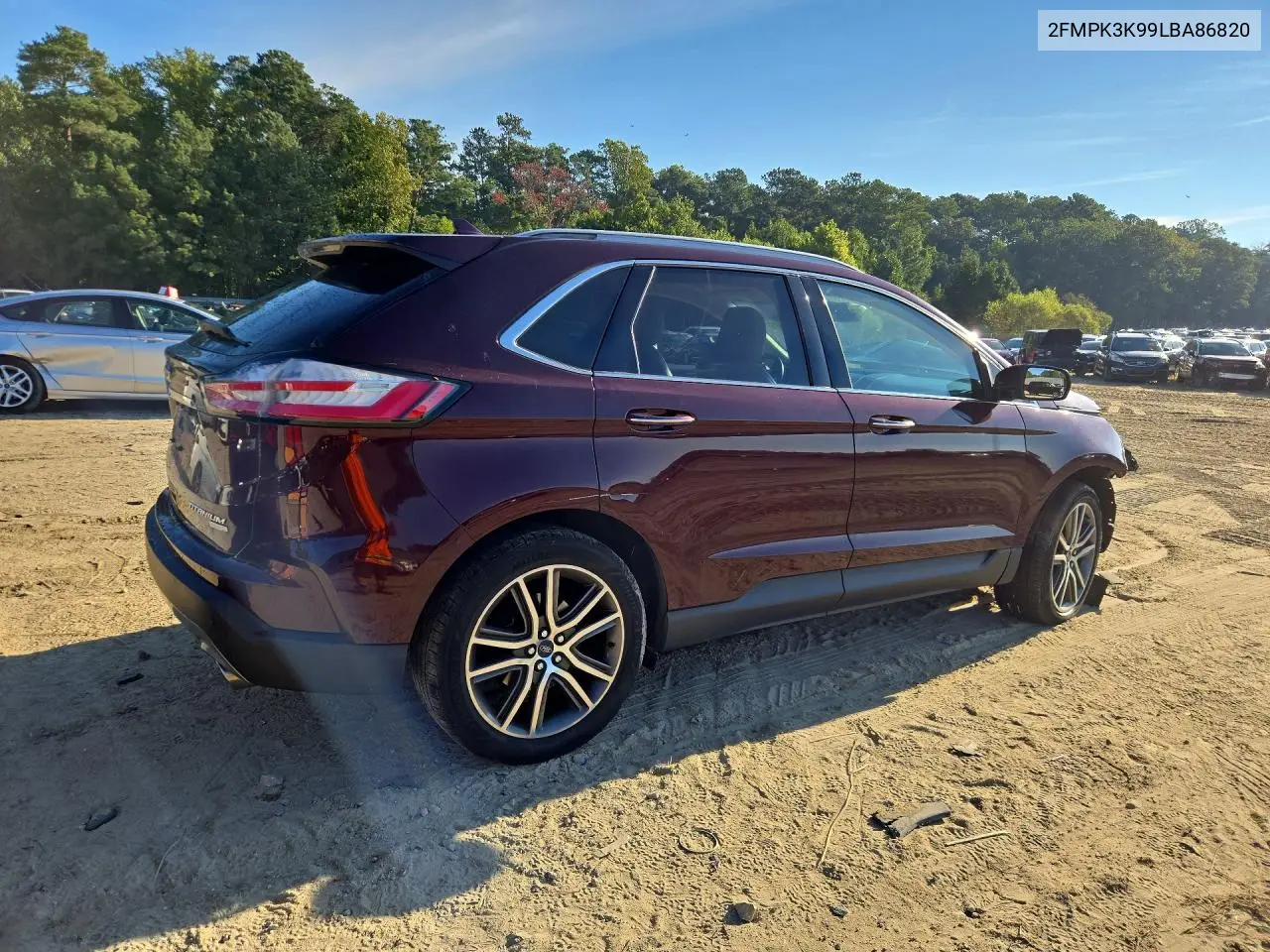 2020 FORD EDGE VIN 2FMPK3K99LBA86820 — фото 3