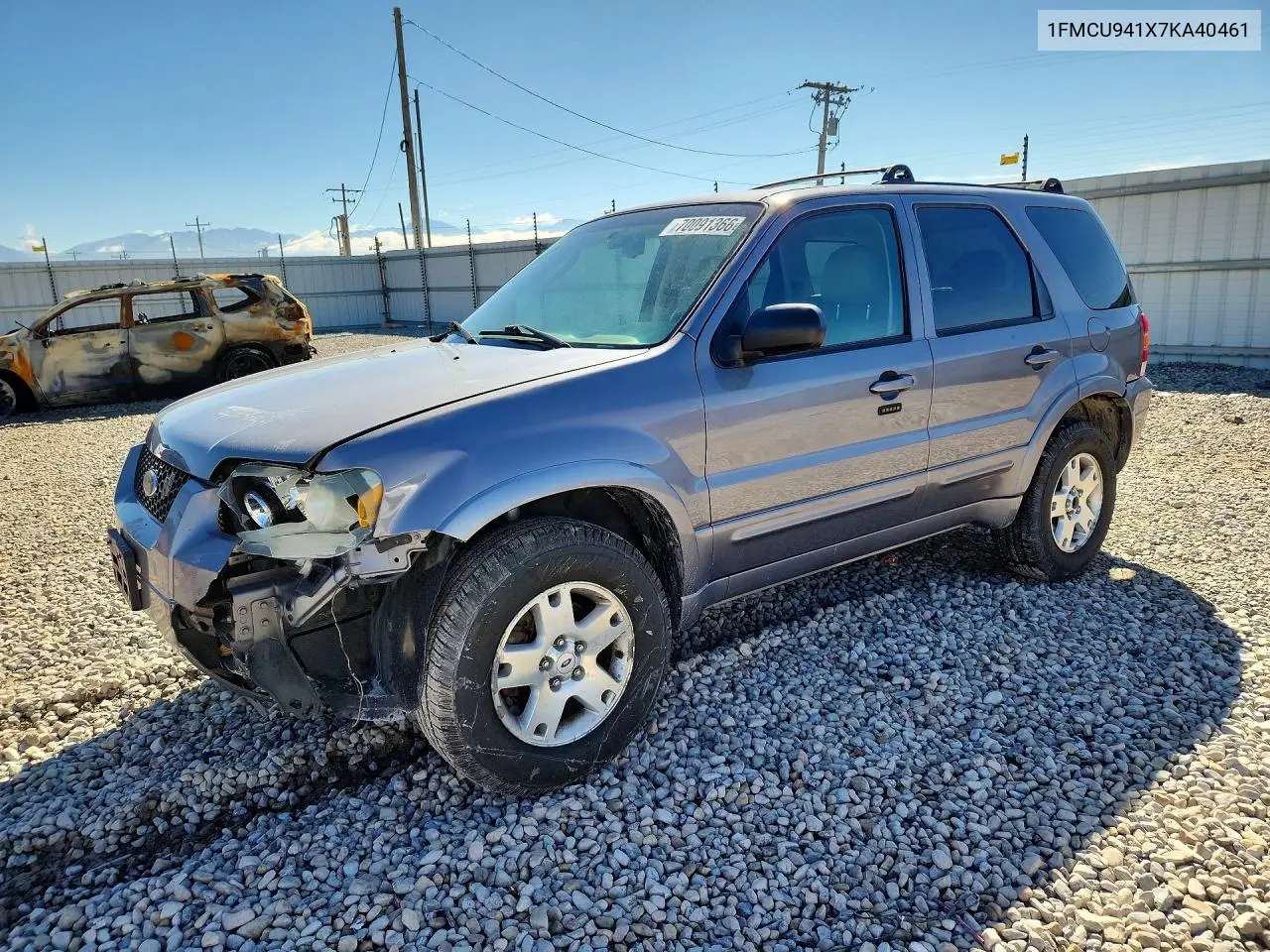 FORD ESCAPE 2007, VIN 1FMCU941X7KA40461