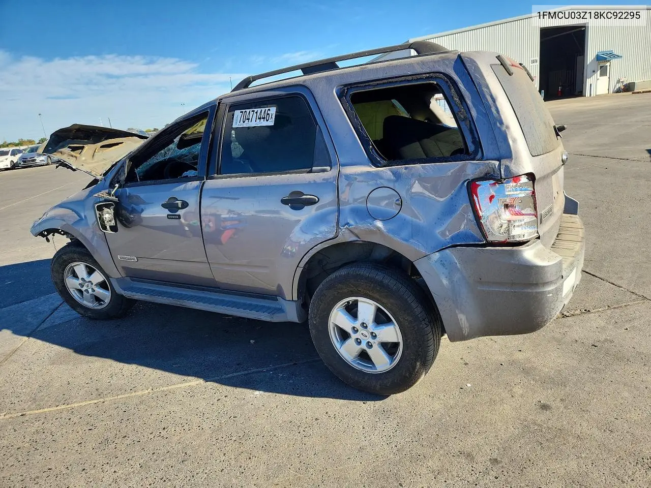 2008 FORD ESCAPE VIN 1FMCU03Z18KC92295 — фото 2