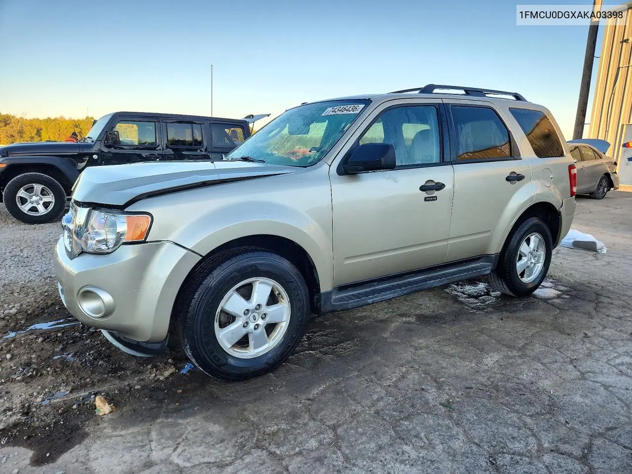 FORD ESCAPE 2010, VIN 1FMCU0DGXAKA03398