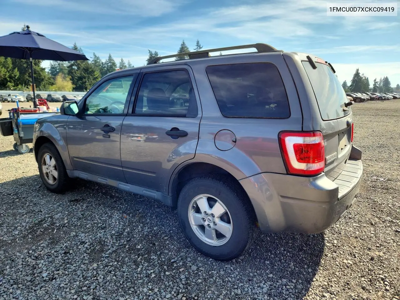 2012 FORD ESCAPE VIN 1FMCU0D7XCKC09419 — фото 2