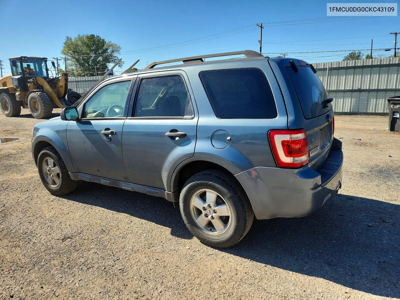 2012 FORD ESCAPE VIN 1FMCU0DG0CKC43109 — фото 2
