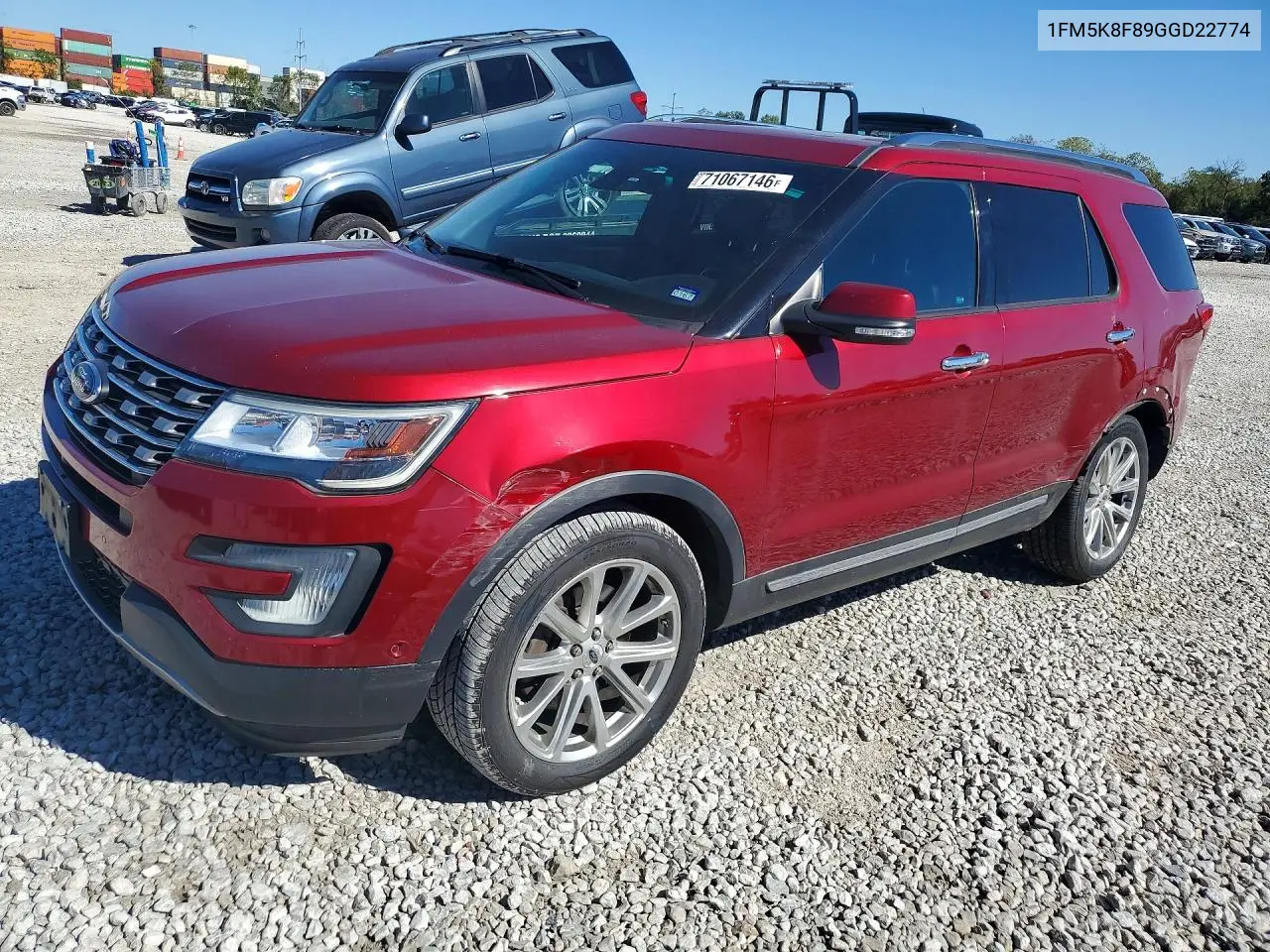 FORD EXPLORER 2016, VIN 1FM5K8F89GGD22774