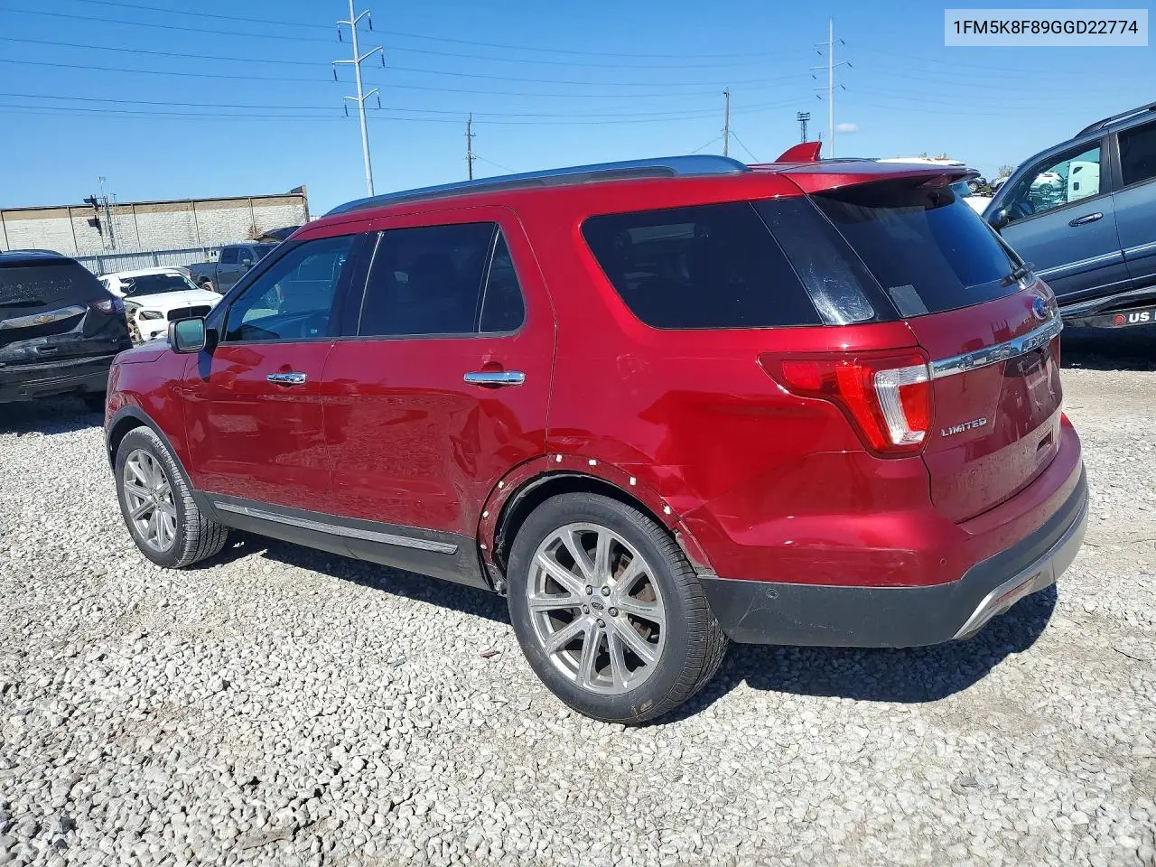 2016 FORD EXPLORER VIN 1FM5K8F89GGD22774 — фото 2