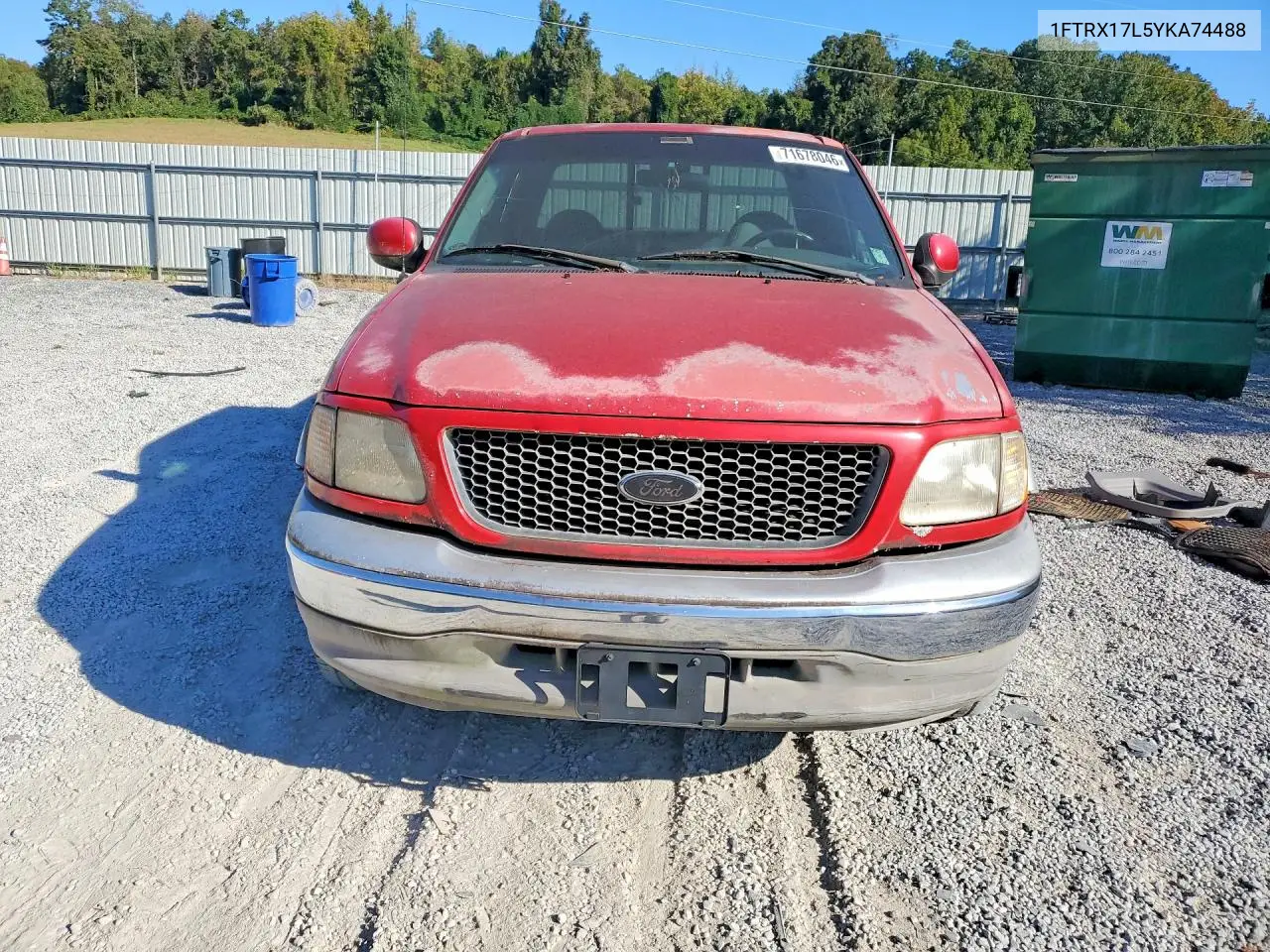 2000 FORD F-150 VIN 1FTRX17L5YKA74488 — фото 5