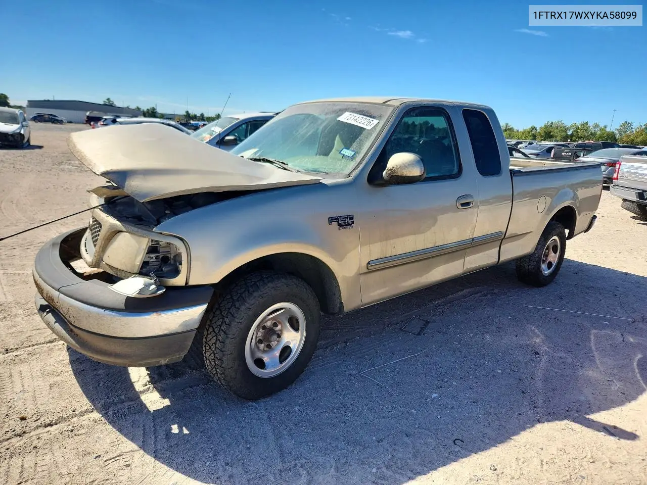 FORD F-150 2000, VIN 1FTRX17WXYKA58099