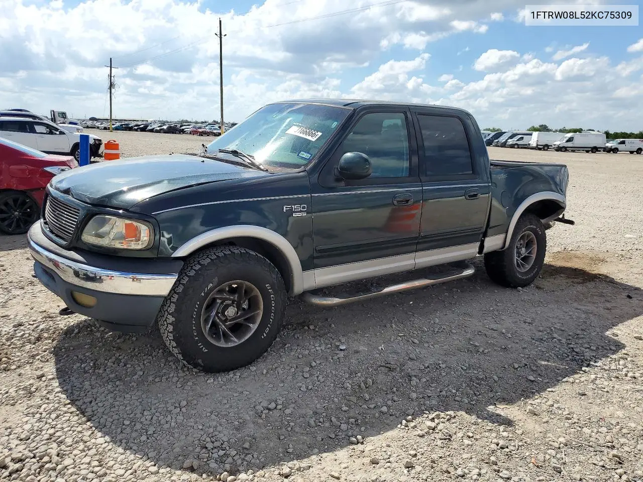 FORD F-150 2002, VIN 1FTRW08L52KC75309