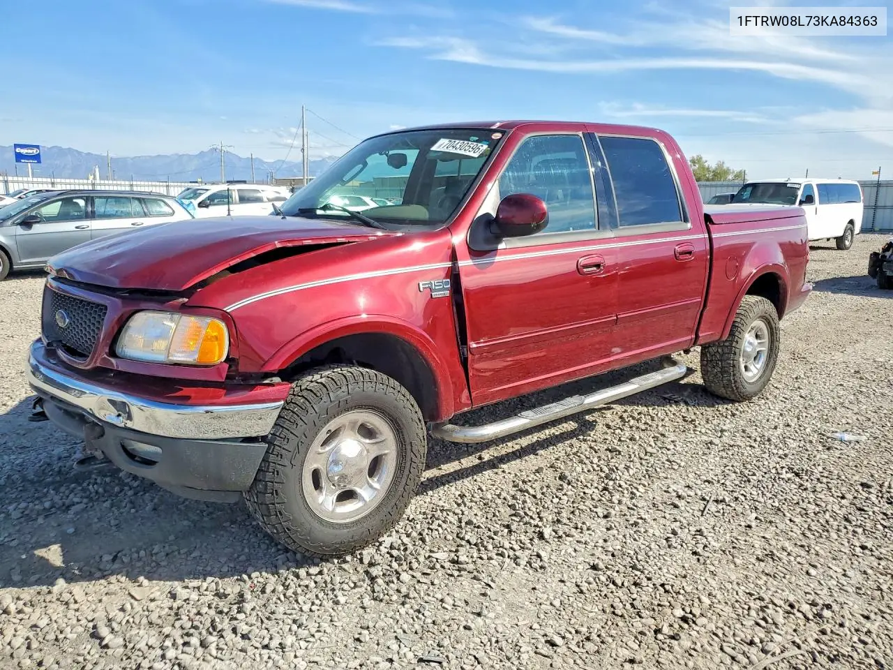 FORD F-150 2003, VIN 1FTRW08L73KA84363