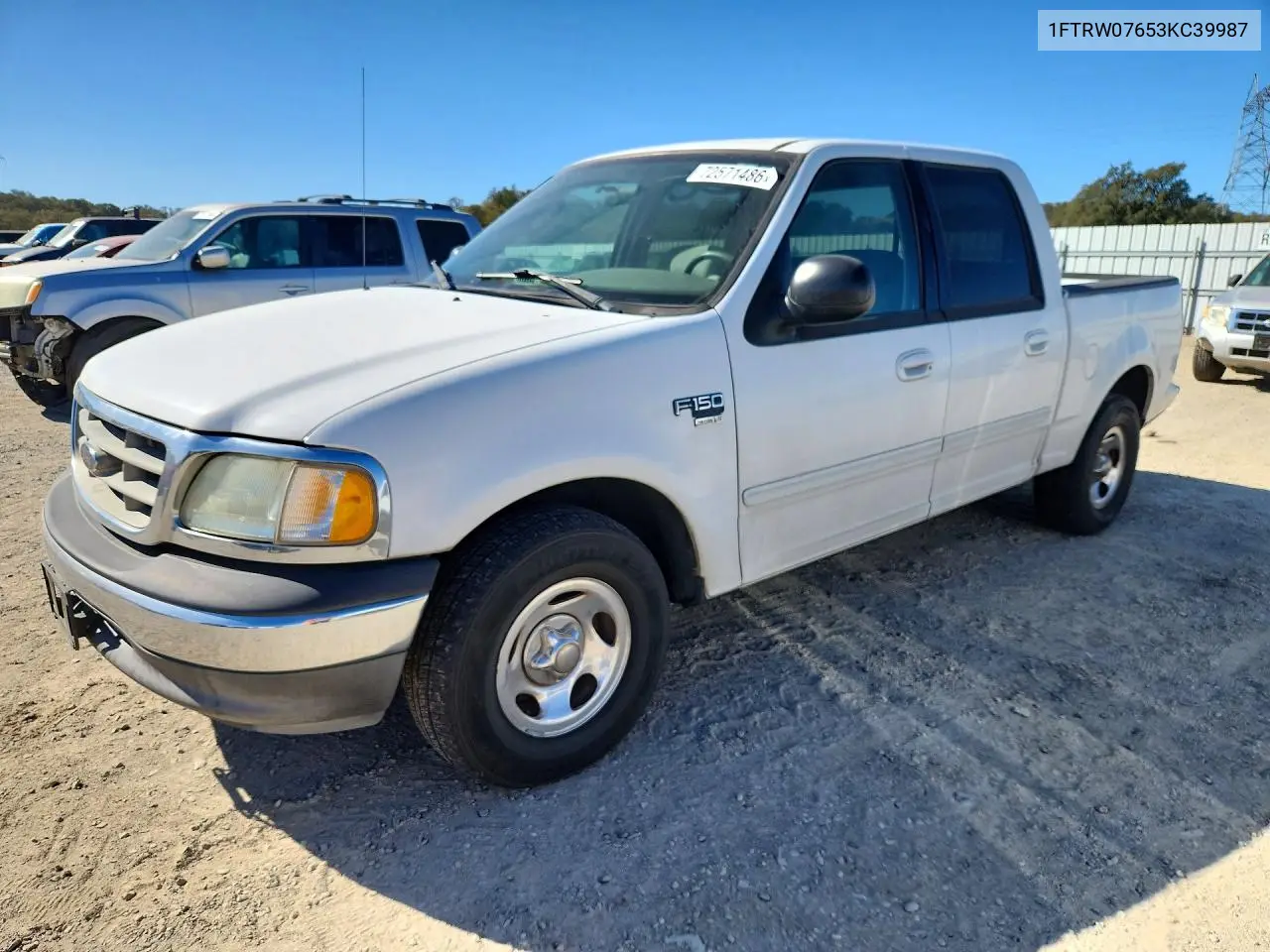 FORD F-150 2003, VIN 1FTRW07653KC39987