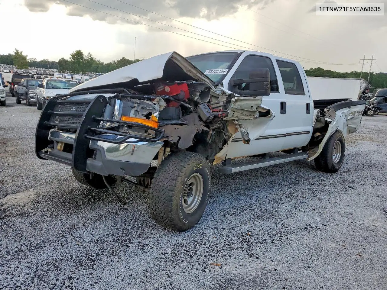 FORD F250 2000, VIN 1FTNW21F5YEA68635