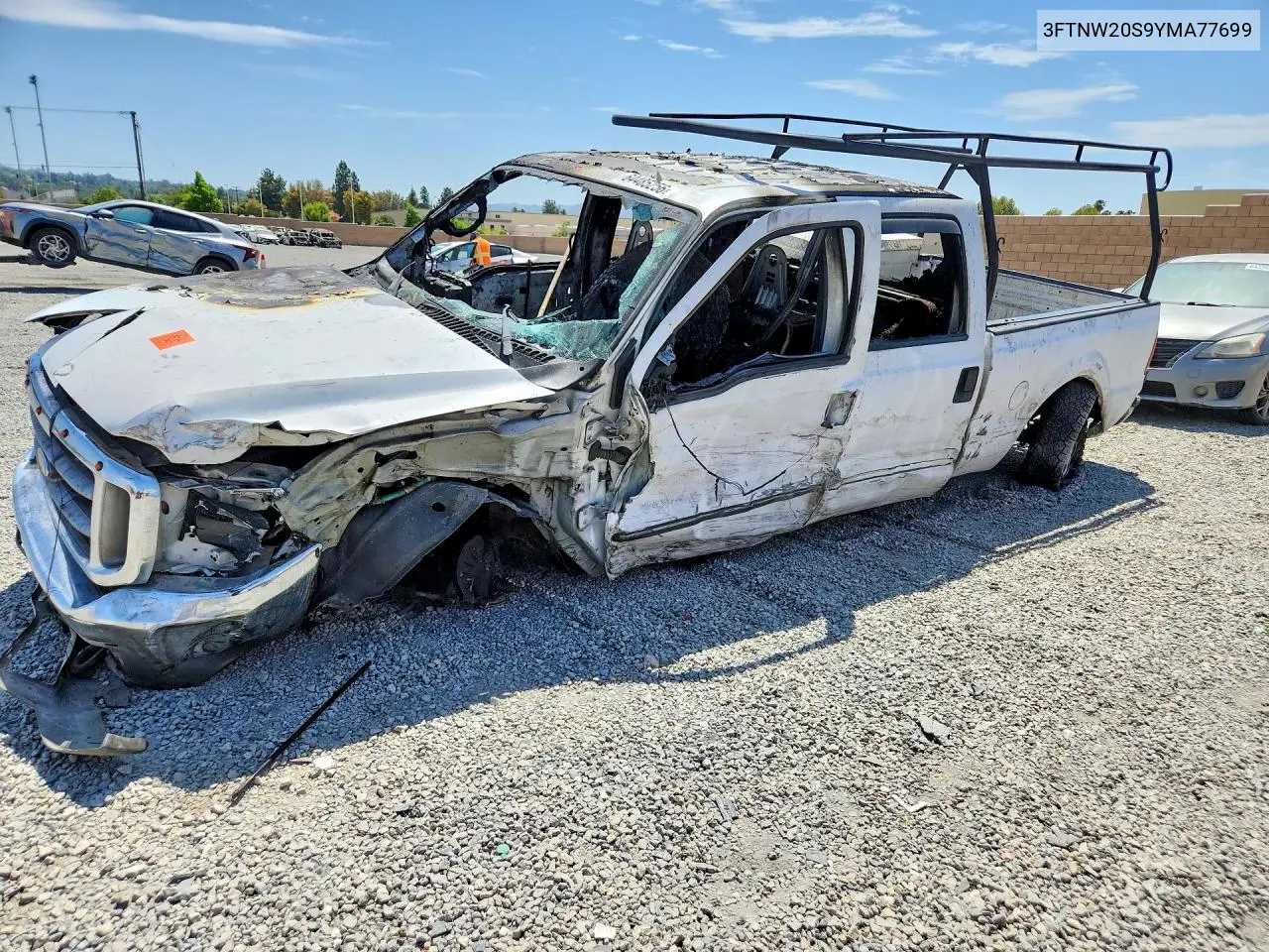 FORD F250 2000, VIN 3FTNW20S9YMA77699