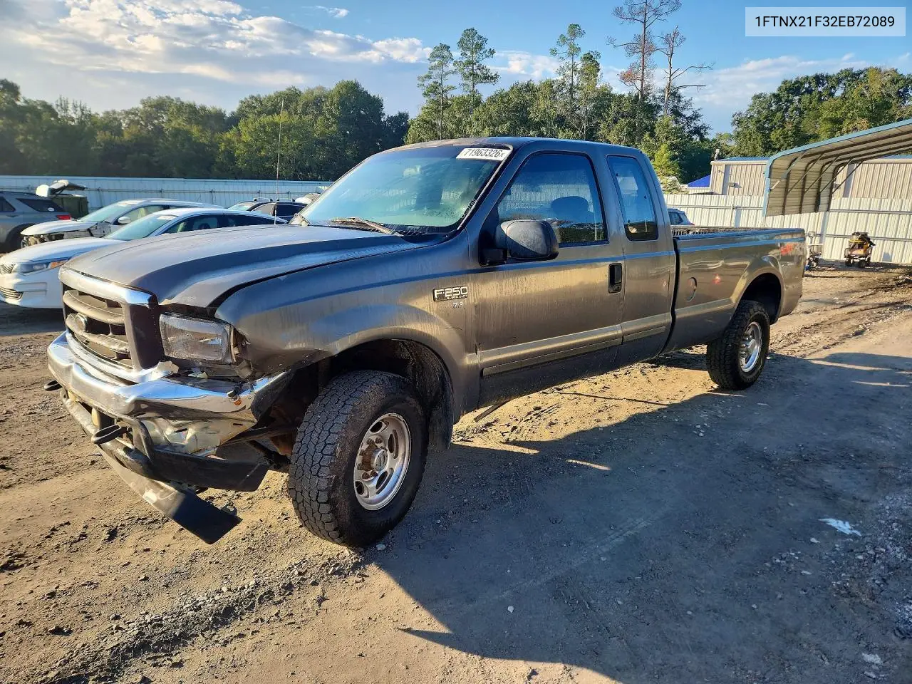 FORD F250 2002, VIN 1FTNX21F32EB72089
