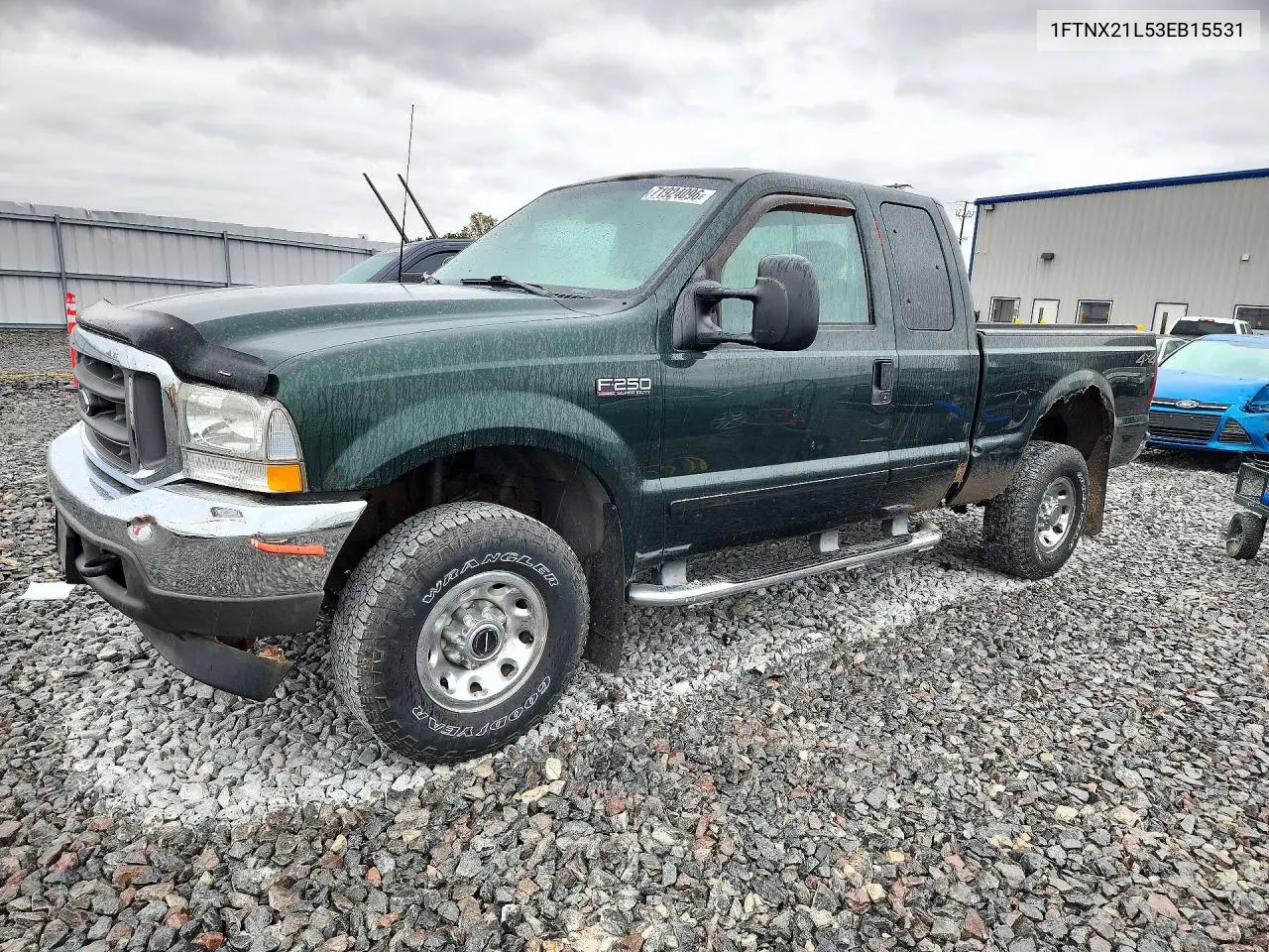 FORD F250 2003, VIN 1FTNX21L53EB15531