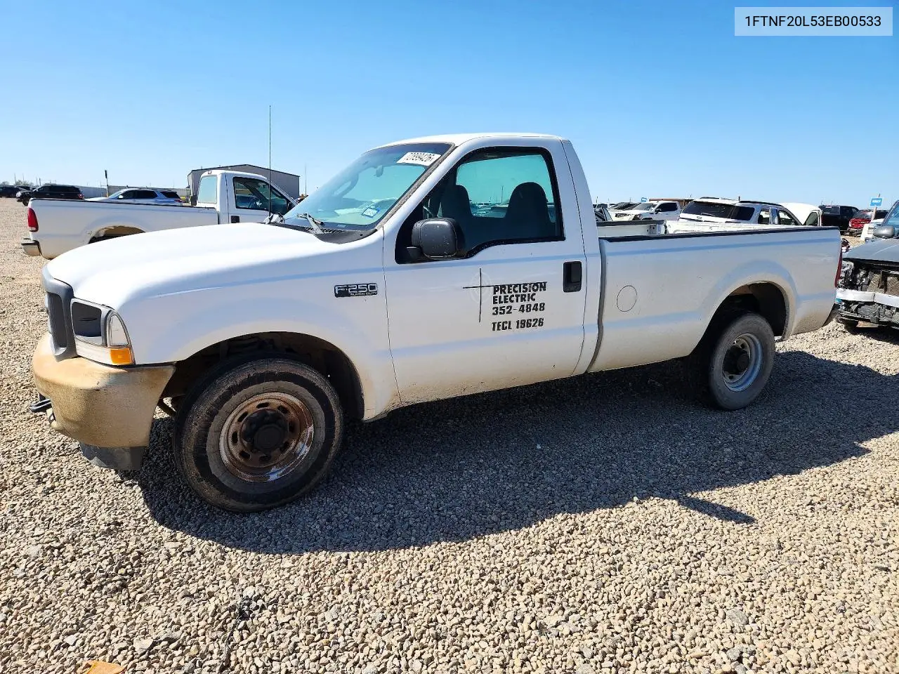 FORD F250 2003, VIN 1FTNF20L53EB00533