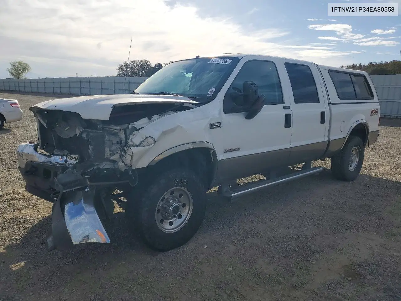 FORD F250 2004, VIN 1FTNW21P34EA80558