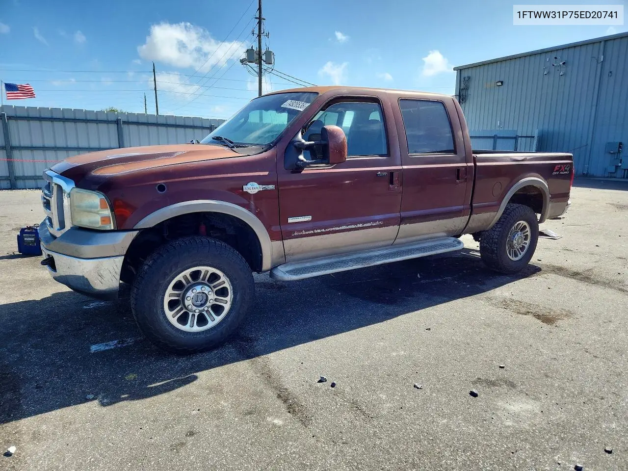 FORD F350 2005, VIN 1FTWW31P75ED20741