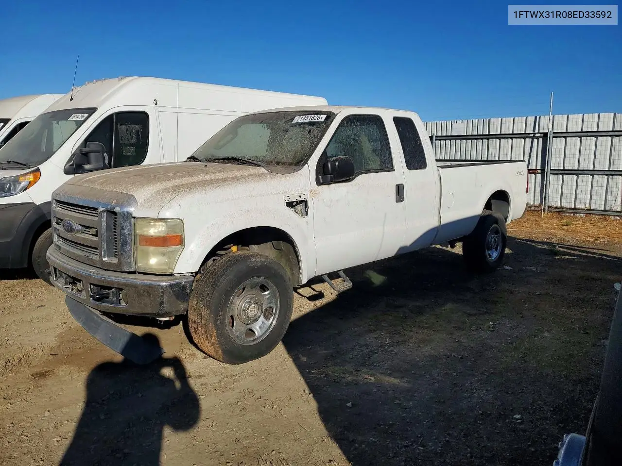 FORD F350 2008, VIN 1FTWX31R08ED33592