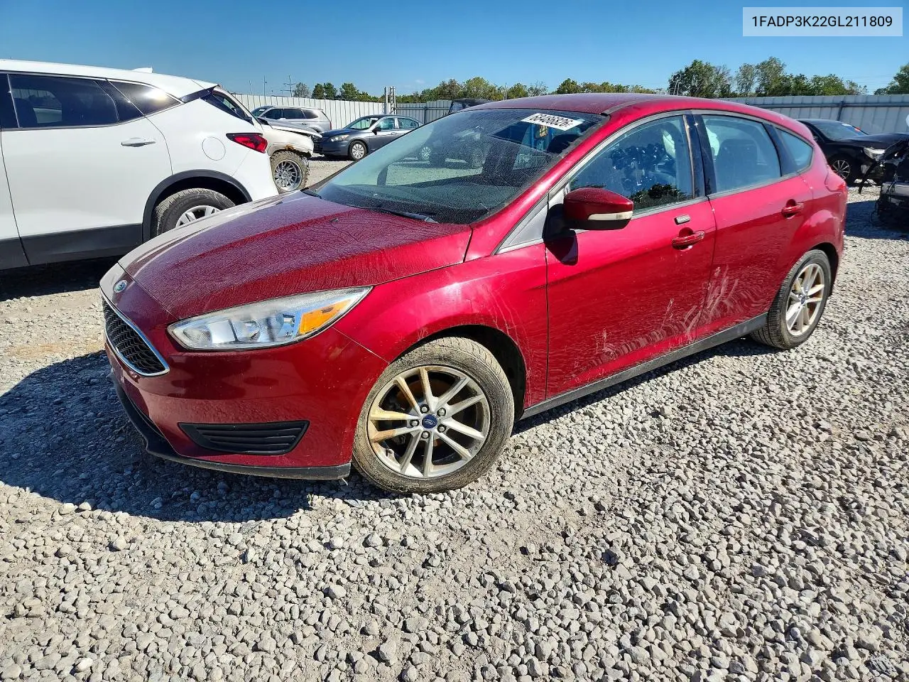 FORD FOCUS 2016, VIN 1FADP3K22GL211809