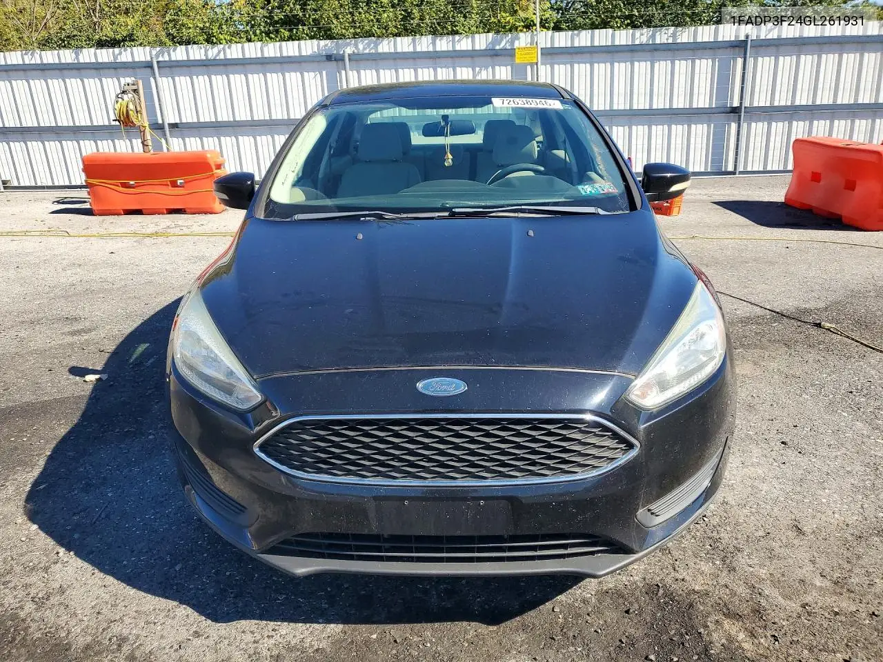 2016 FORD FOCUS VIN 1FADP3F24GL261931 — фото 5
