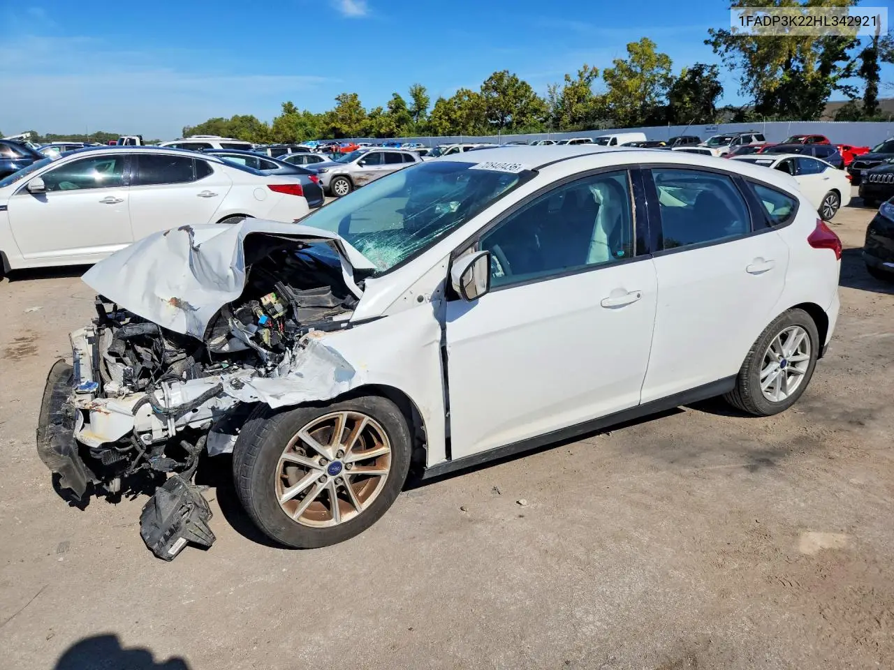 FORD FOCUS 2017, VIN 1FADP3K22HL342921