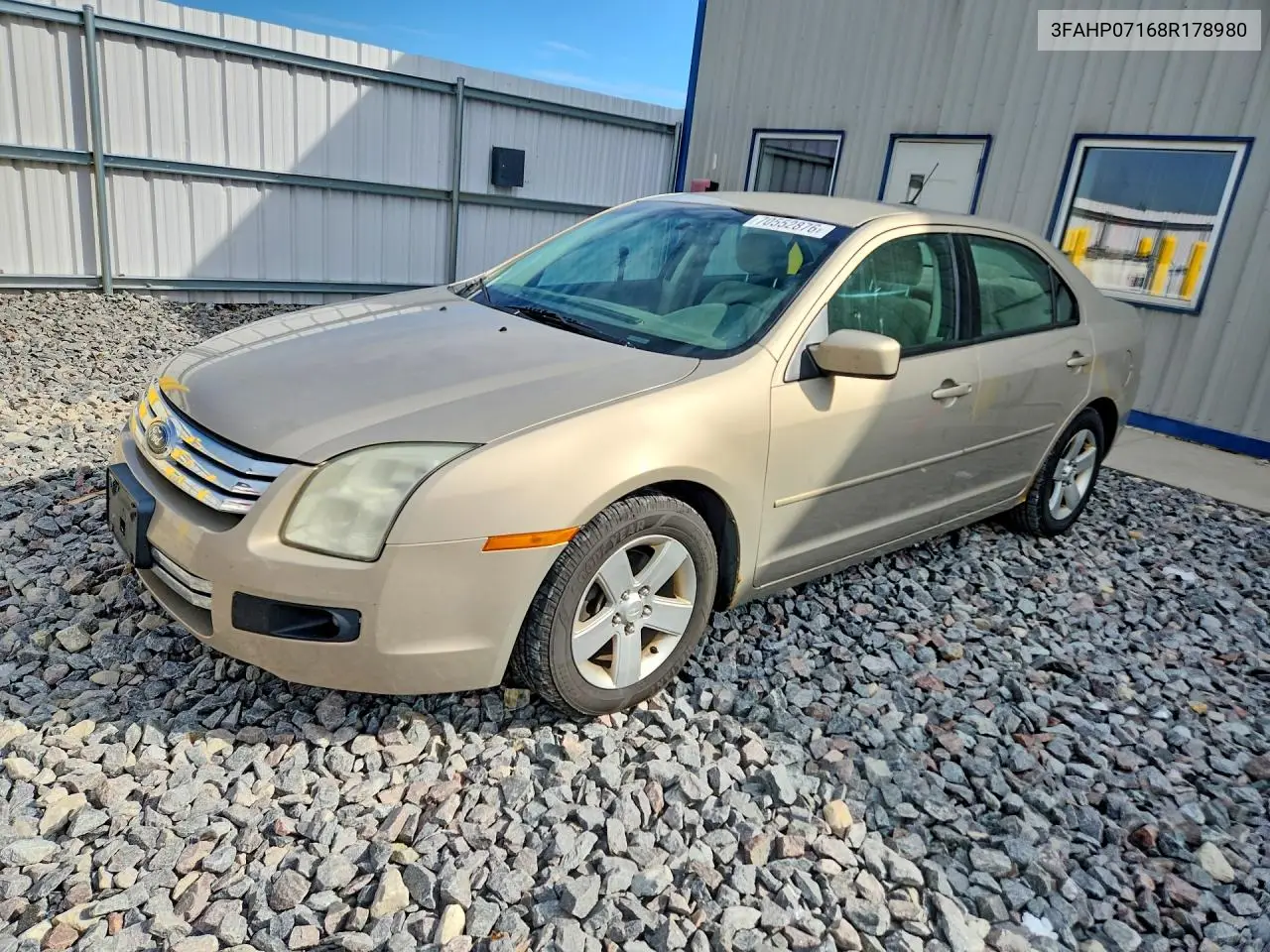 FORD FUSION 2008, VIN 3FAHP07168R178980