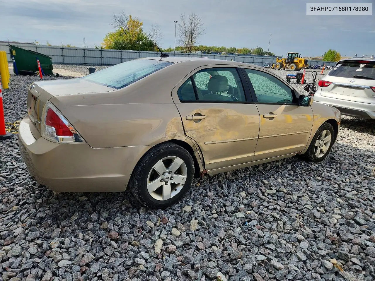 2008 FORD FUSION VIN 3FAHP07168R178980 — фото 3