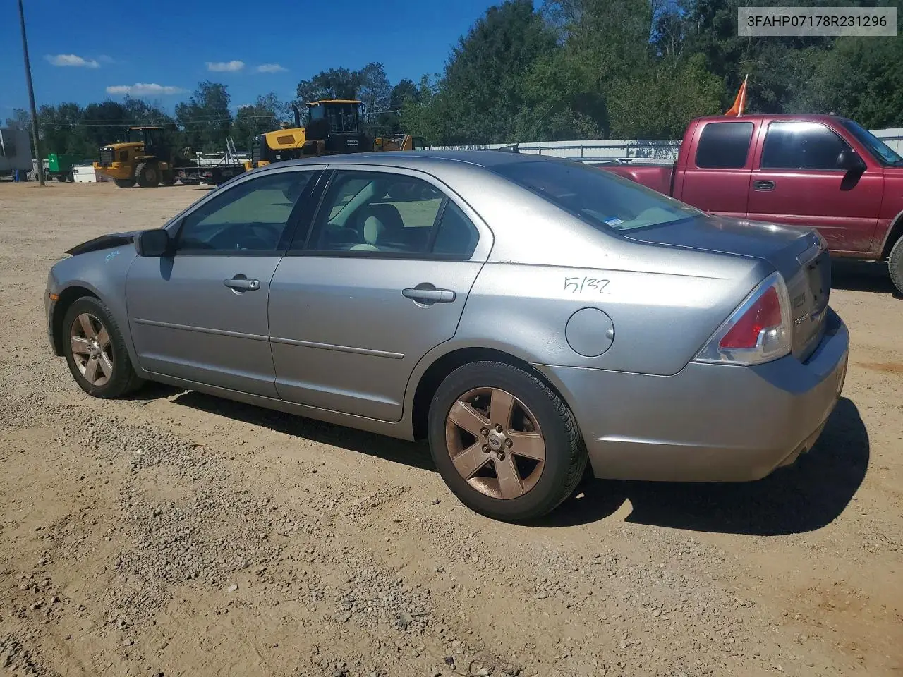 2008 FORD FUSION VIN 3FAHP07178R231296 — фото 2