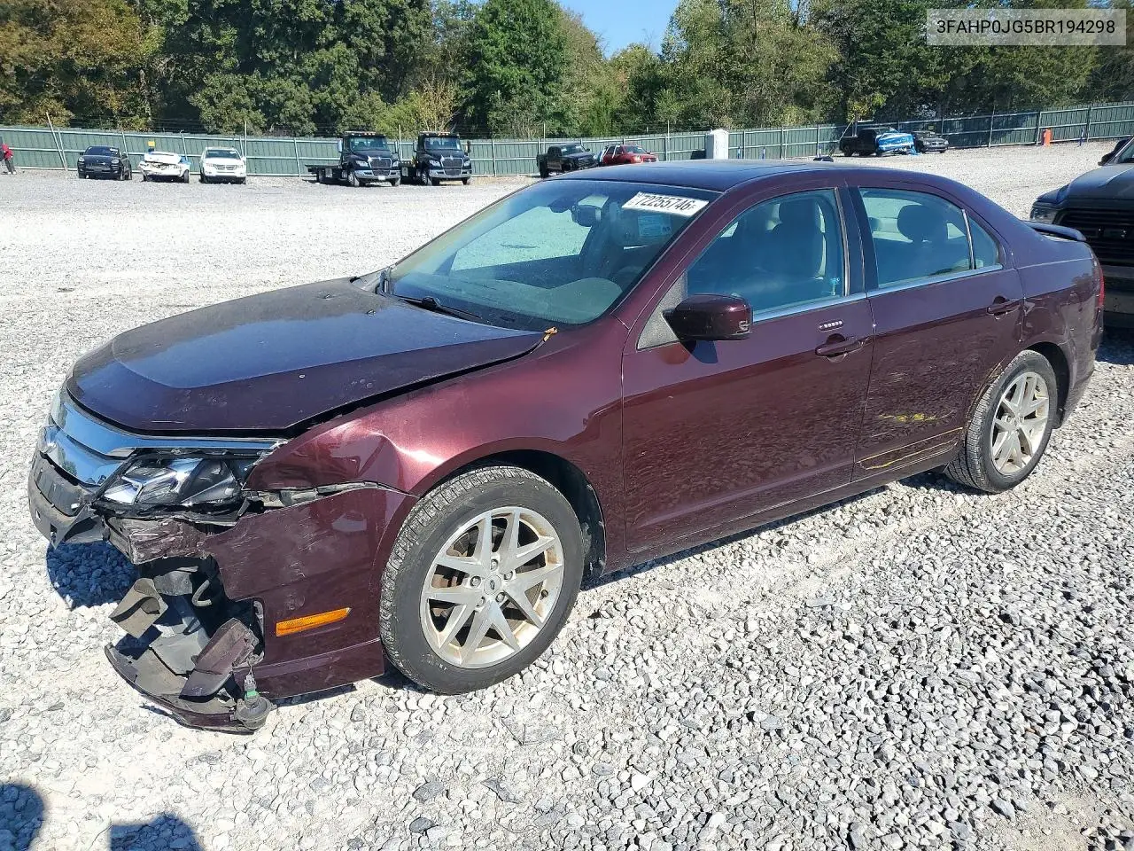 FORD FUSION 2011, VIN 3FAHP0JG5BR194298