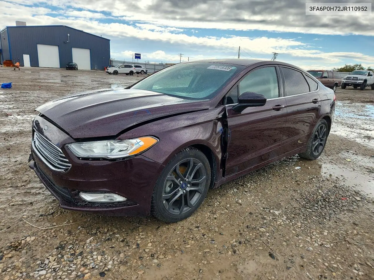 FORD FUSION 2018, VIN 3FA6P0H72JR110952
