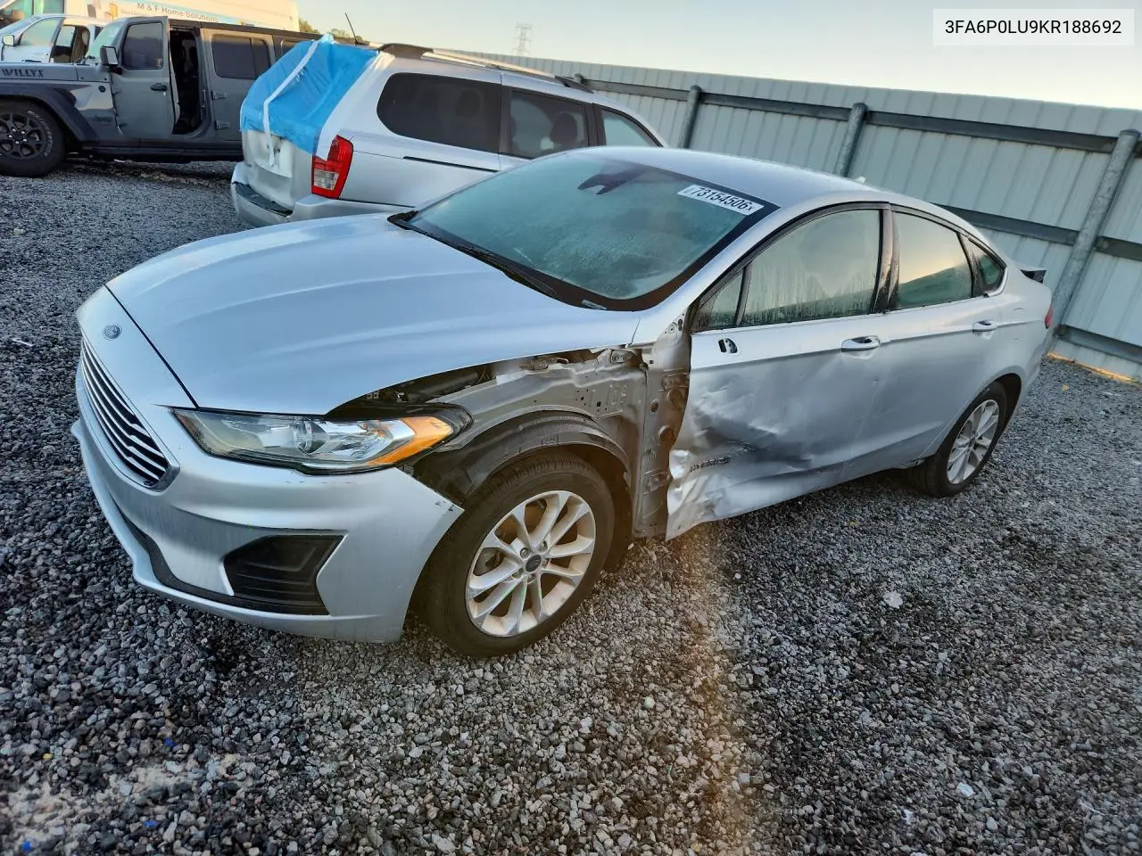 FORD FUSION 2019, VIN 3FA6P0LU9KR188692
