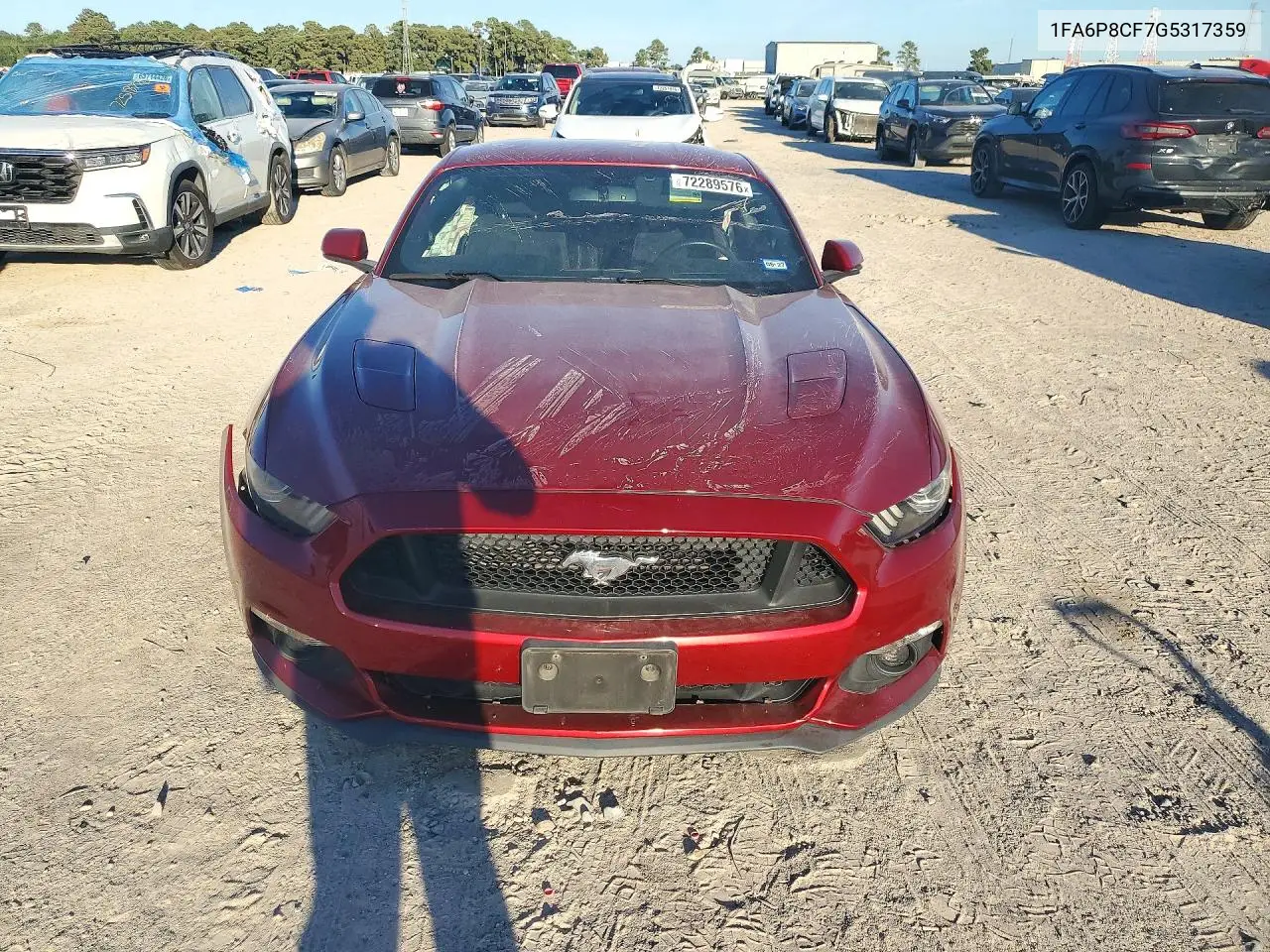 2016 FORD MUSTANG VIN 1FA6P8CF7G5317359 — фото 5