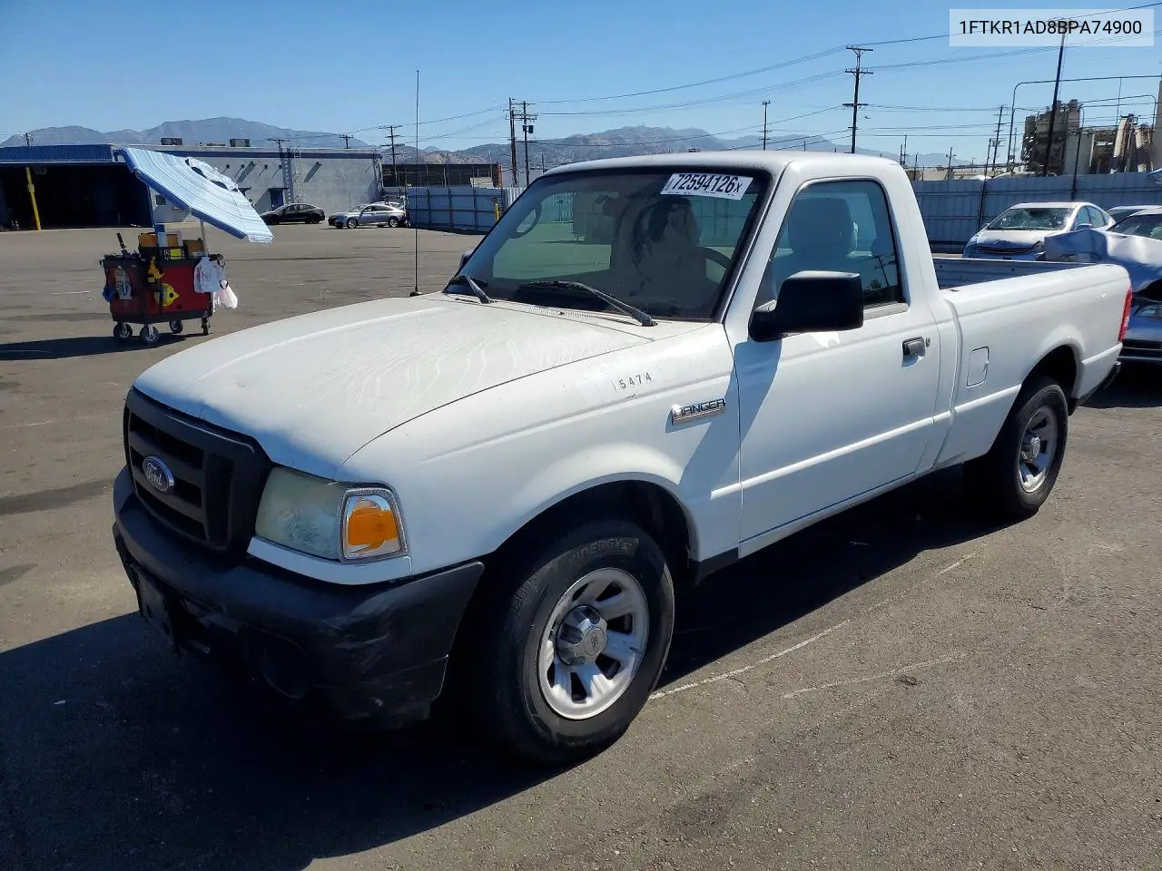 FORD RANGER 2011, VIN 1FTKR1AD8BPA74900